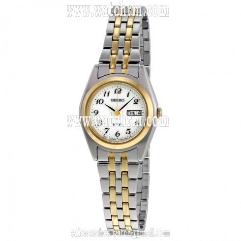 Seiko Solar White Dial Two-tone ladies Watch SUT116