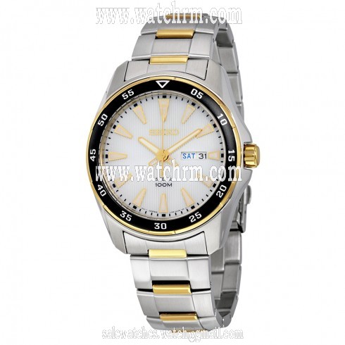 Seiko Solar White Dial Two-tone Men's Watch SNE394