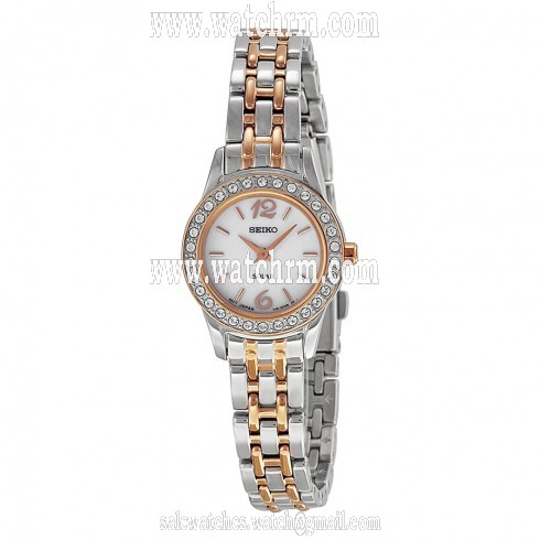 Seiko Solar White Dial Two-tone Stainless Steel Ladies Watch SUP130