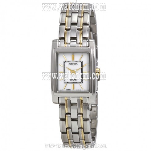 Seiko White Dial Two Tone Steel Solar Ladies Watch SUP079