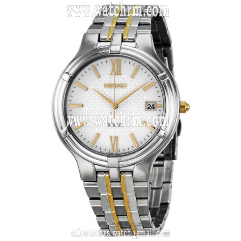 Seiko Solar White Dial Two-tone Stainless Steel Men's Watch SNE029