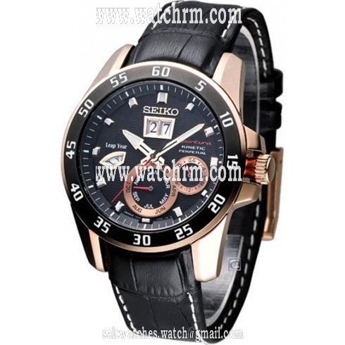 Seiko Sportura Black Dial Black Leather Men's Watch SNP056