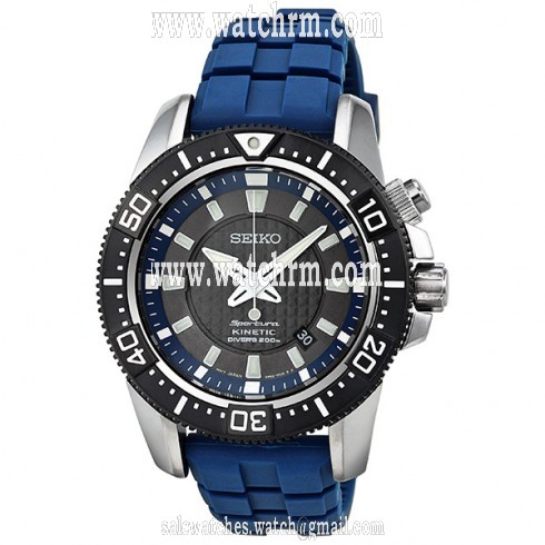 Seiko Sportura Divers Black Dial Blue Rubber Men's Watch SKA563