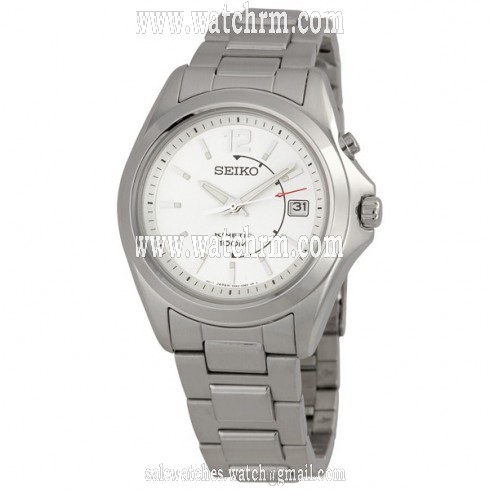 Seiko Stainless Steel Silver Dial Kinetic Men's Watch SKA475