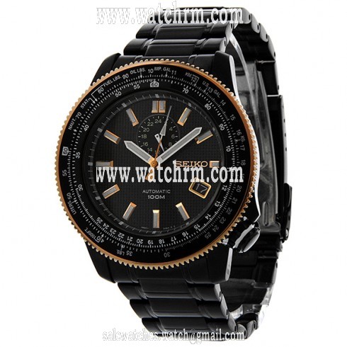 Seiko Superior Black Dial Automatic Tachymeter Men's Watch SSA008