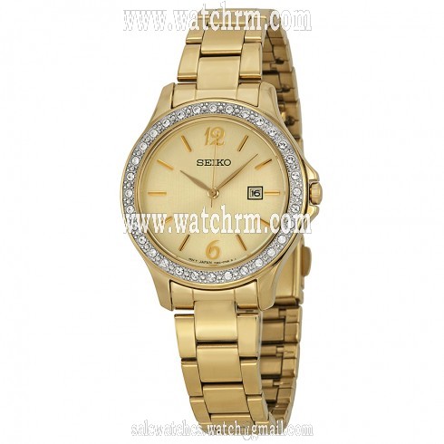 Seiko Tactically Champagne Dial Gold-tone Ladies Watch SXDF82
