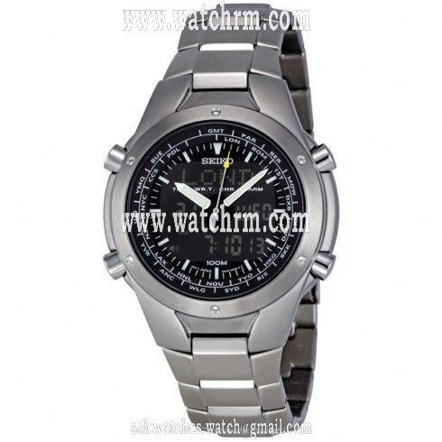 Seiko Titanium Digital Chronograph World Time Men's Watch SNJ009