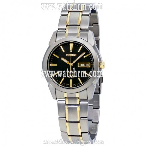 Seiko Two-tone Titanium Black Dial Men's Watch SGG735