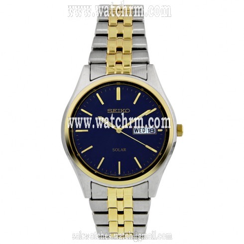 Seiko Two-tone Solar Blue Dial Men's Watch SNE034