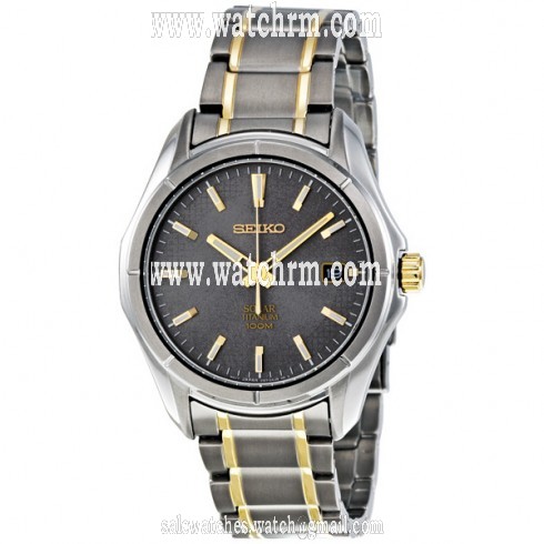 Seiko Two-tone Titanium Solar Quartz Gray Dial Men's Watch SNE143