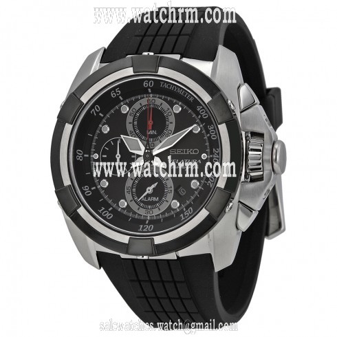 Seiko Velatura Chronograph Black Dial Black Rubber Men's Watch SNAA93P2