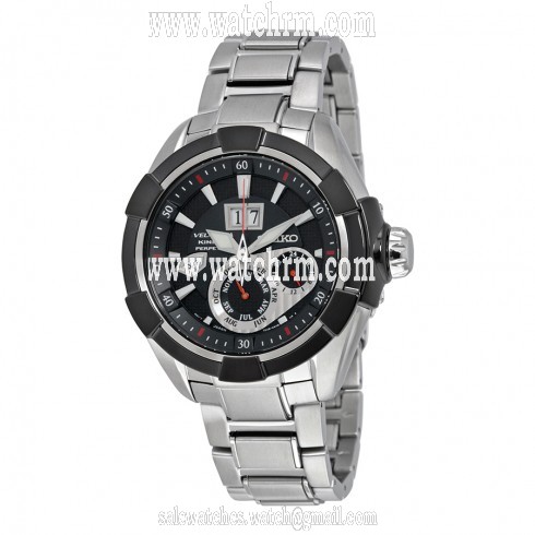 Seiko Velatura Kinetic Black Dial Stainless Steel Men's Watch SNP101