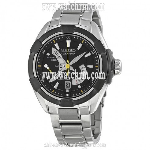 Seiko Velatura Kinetic Black Dial Stainless Steel Men's Watch SRH015