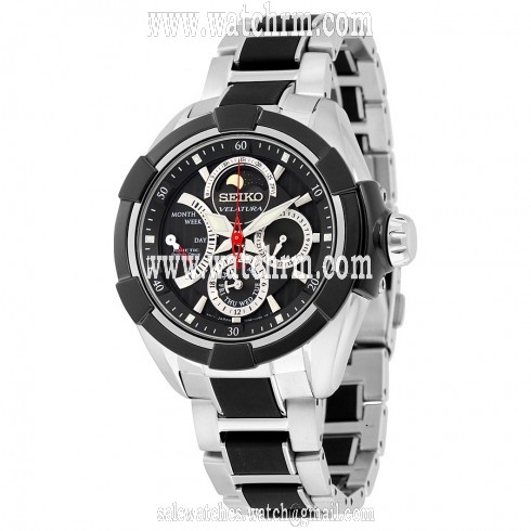 Seiko Velatura Kinetic Multi-function Black Dial Two-tone Men's Watch SRX009