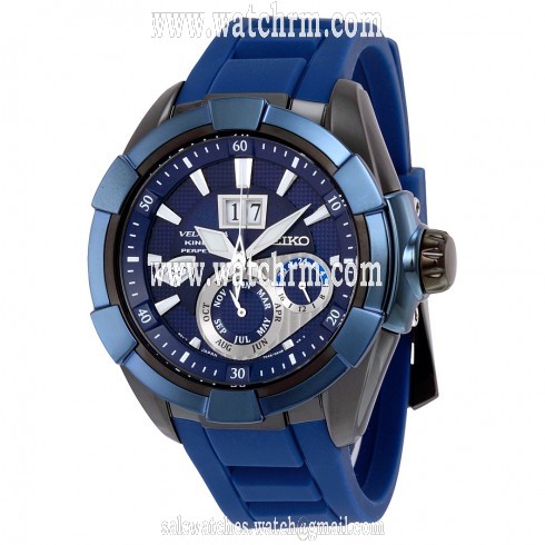 Seiko Velatura Kinetic Perpetual Blue Dial Blue Rubber Strap Men's Watch SNP121