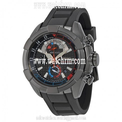 Seiko Velatura Yachting Timer Black Dial Black Rubber Men's Watch SPC149