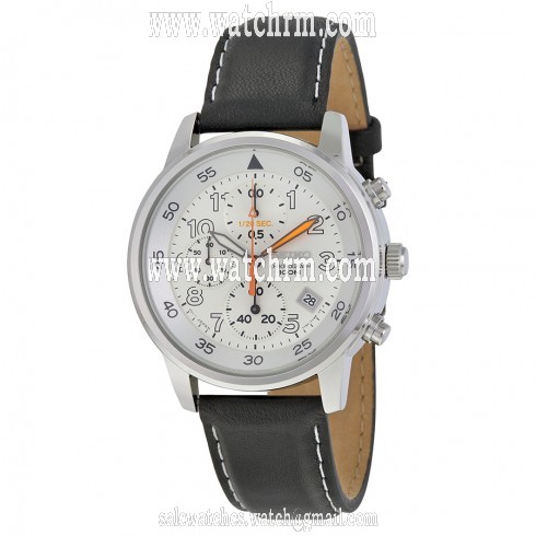 Seiko White Dial Black Leather Chronograph Men's Watch SNDE11