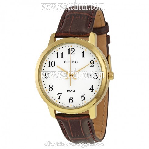Seiko White Dial Brown Leather Men's Watch SUR114