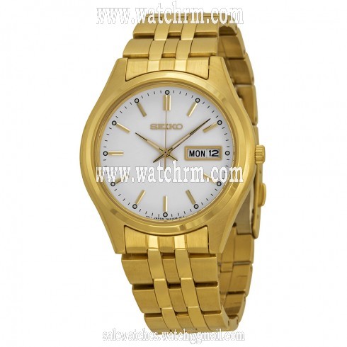 Seiko White Dial Gold Tone Stainless Steel Men's Watch SGGA20