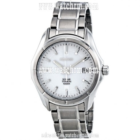 Seiko White Dial Grey Titanium Men's Watch  SNE139