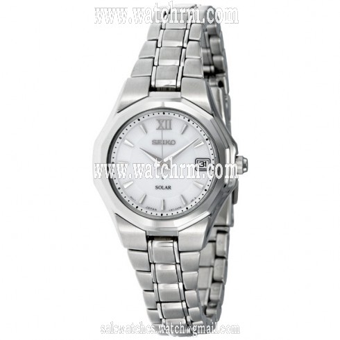 Seiko White Dial Solar Power Stainless Steel Ladies Watch SUT053