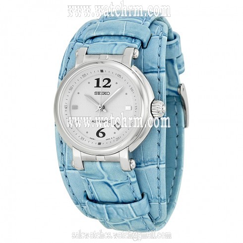 Seiko White Dial Stainless Steel Blue Synthetic Leather Ladies Watch SUF025K2