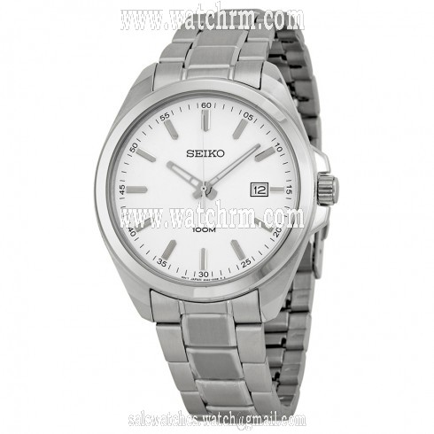 Seiko White Dial Stainless Steel Men's Watch SUR057