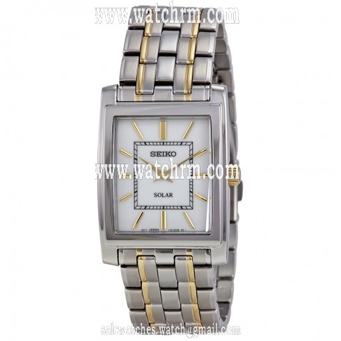 Seiko White Dial Two-tone Solar Quartz Men's Watch SUP893