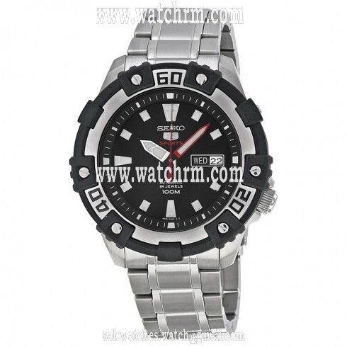 Seikp Series 5 Automatic Black Dial Stainless Steel Men's Watch SRP471