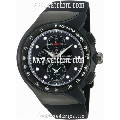 Seiko Streamline Black Rubber Strap Chronograph Men's Watch SNAD45P2