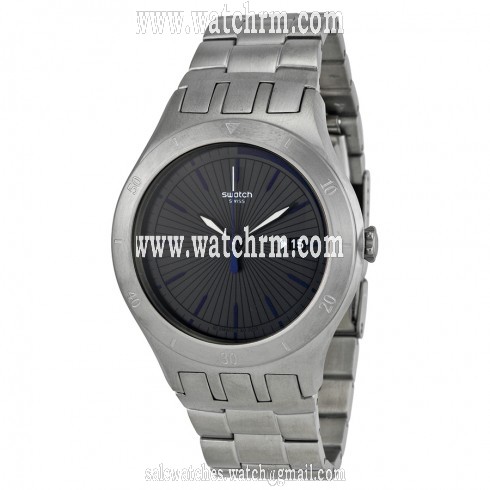 Open Box - Swatch Black Dial Stainless Steel Men's Watch YTS410G