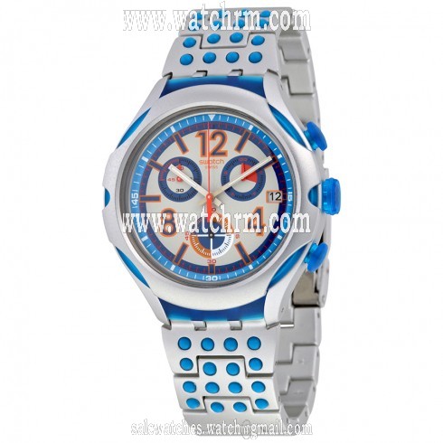 Swatch 16 Dots Chronograph Grey and Blue Dial Aluminium Unisex Watch YYS4007AG