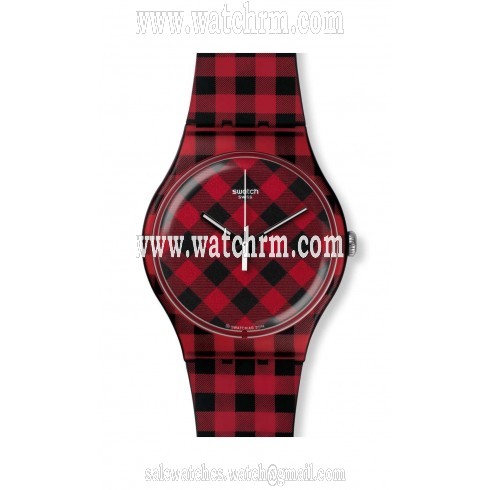 Swatch Adelboden Black and Red Dial Men's Watch SUOB124