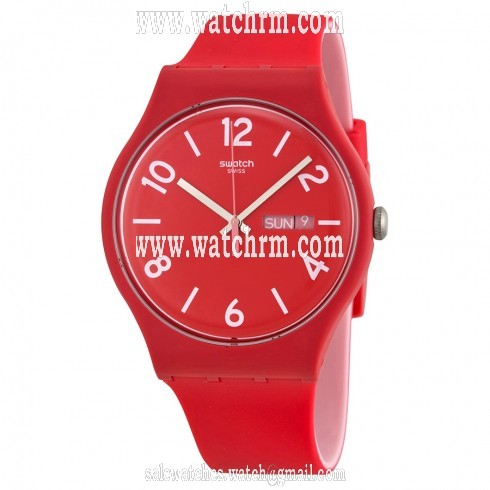 Swatch Backup Red Red Dial Red Silicone Rubber Men's Watch SUOR705