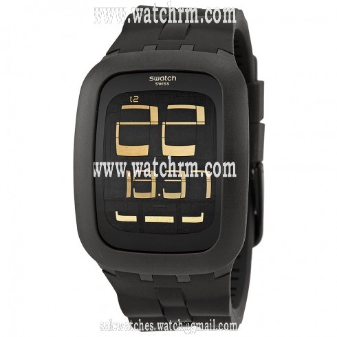 Swatch Black Bump Digital Black Dial Black Silicone Strap Unisex Watch SURB112