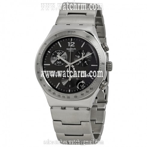 Swatch Blustery Black Chronograph Black Stainless Steel Men's Watch YCS564G