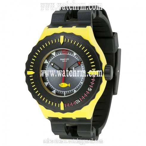 Swatch Bumble Dive Quartz Brey Dial Black Silicone Strap Unisex Watch SUUJ100