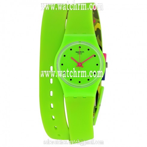 Swatch Camovert Green Dial Green Silicone Ladies Watch LG128