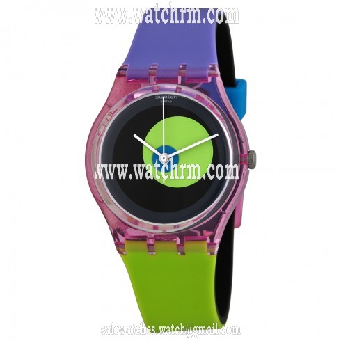 Swatch Circle In A Circle Black Dial Green and Blue Plastic Unisex Watch