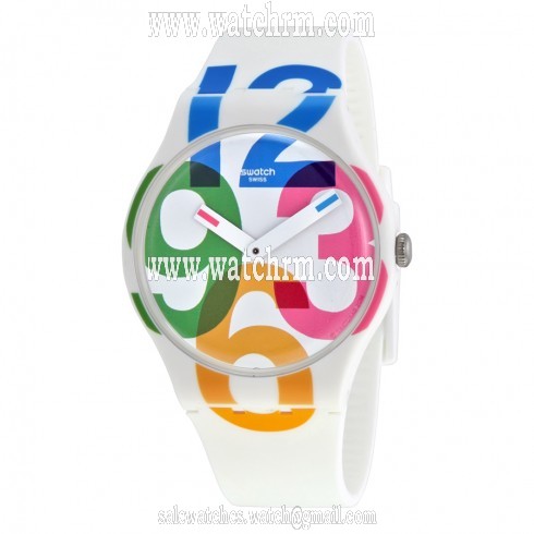 Swatch Clockwise White Dial White Silicone Ladies Watch SUOW117