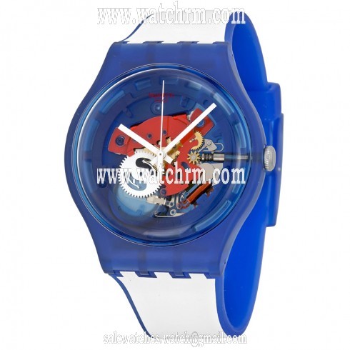 Swatch Clownfish Blue Red Transparent Dial Men's Quartz Watch