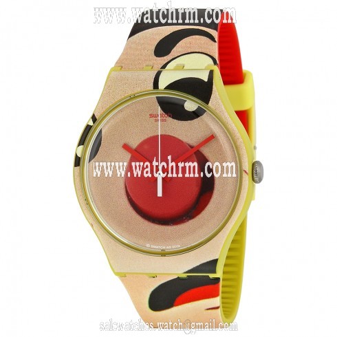 Swatch Dangerous Lies Multicolour Beige Dial Yellow Silicone Men's Watch SUOJ103