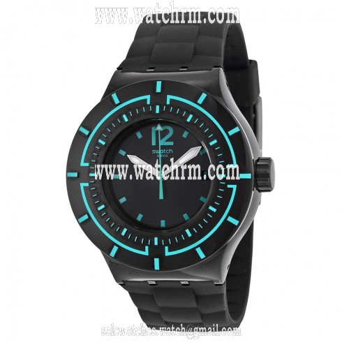 Swatch Dark Water Black Dial Black Silicone Men's Sports Watch SUUB403