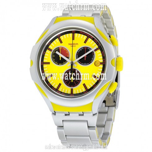 Swatch Darkony Chronograph Yellow Dial Aluminium Men's Watch YYS4002AG