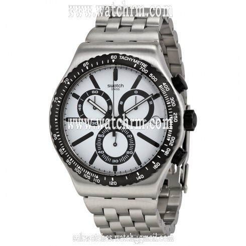 Swatch Destination Rotterdam Chronograph White Dial Stainless Steel Men's Watch YVS416G