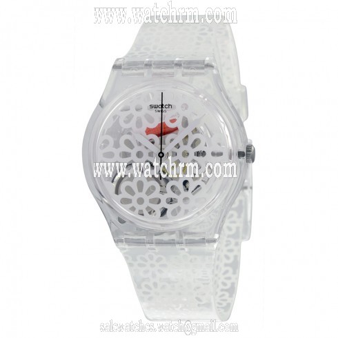 Swatch Eisblume Transparent Dial Transparent Plastic Ladies Watch GE243