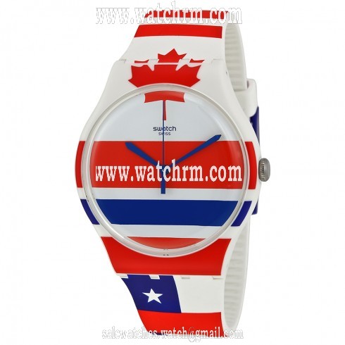 Swatch Flagtime Red White and Blue Dial Silicone Men's Quartz SUOW111