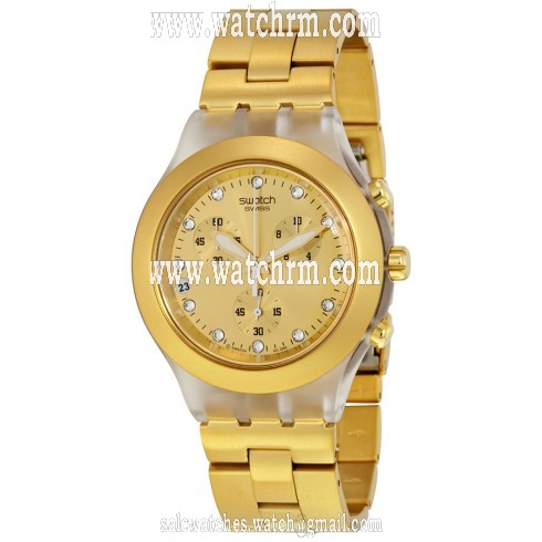 Swatch Full-Blooded Chronograph Dold Dial Gold-tone Ladies Watch SVCK4032G
