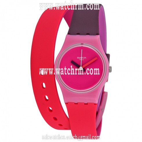 Swatch Fun In Pink Pink Dial Coral and Purple Silicone Ladies Watch LP137