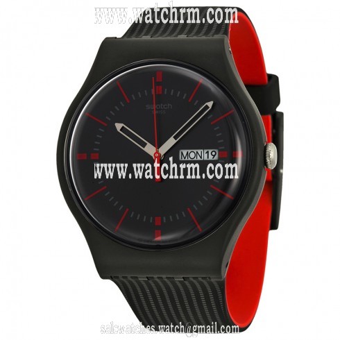 Swatch Gaet Black Dial Black Silicone Men's Watch SUOB714